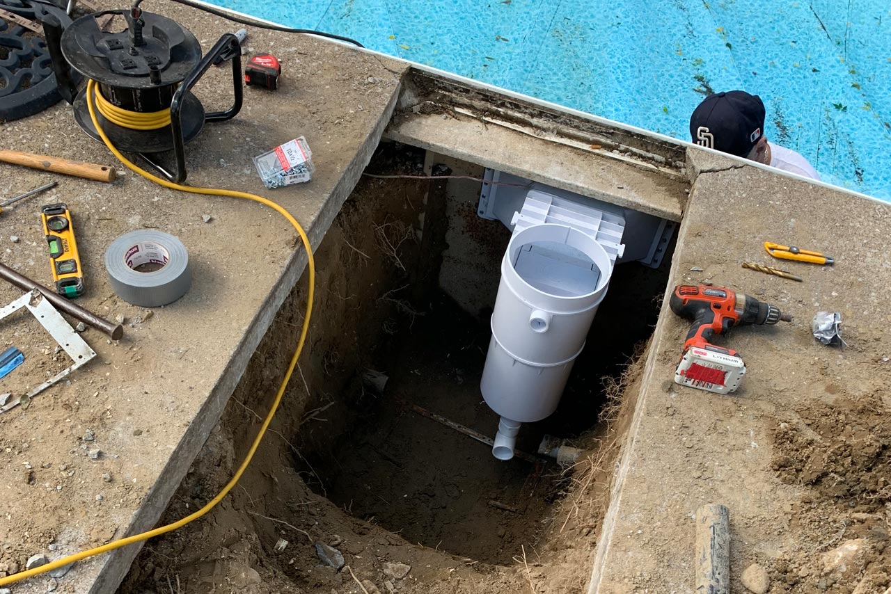 Installation nouvel écumoire avec raccord plomberie