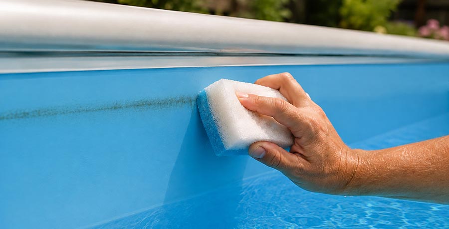 Nettoyage de la ligne d'eau de la piscine